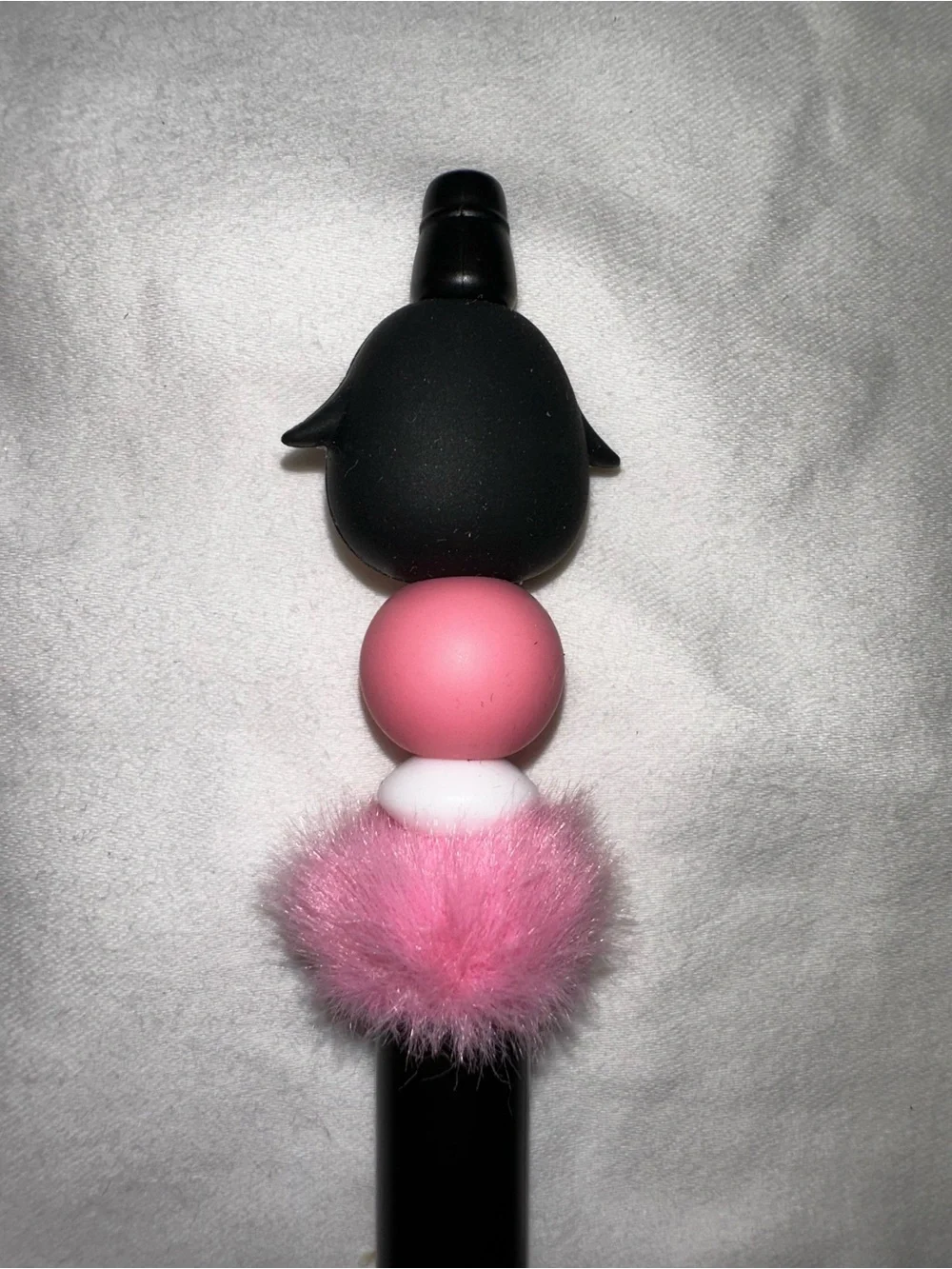 Cute Penguin Top Pink Pom-Pom Black Custom Made Pen